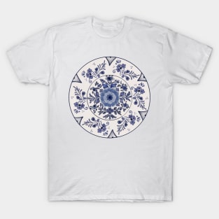 Hand painted watercolor blue and white delftware porcelain plate T-Shirt